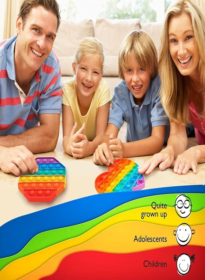 MKY Pop Up Fidget Toy, Round & Octagon Pop It Toy, Stress Relief Toy Multicolor (Heart) - Image 2